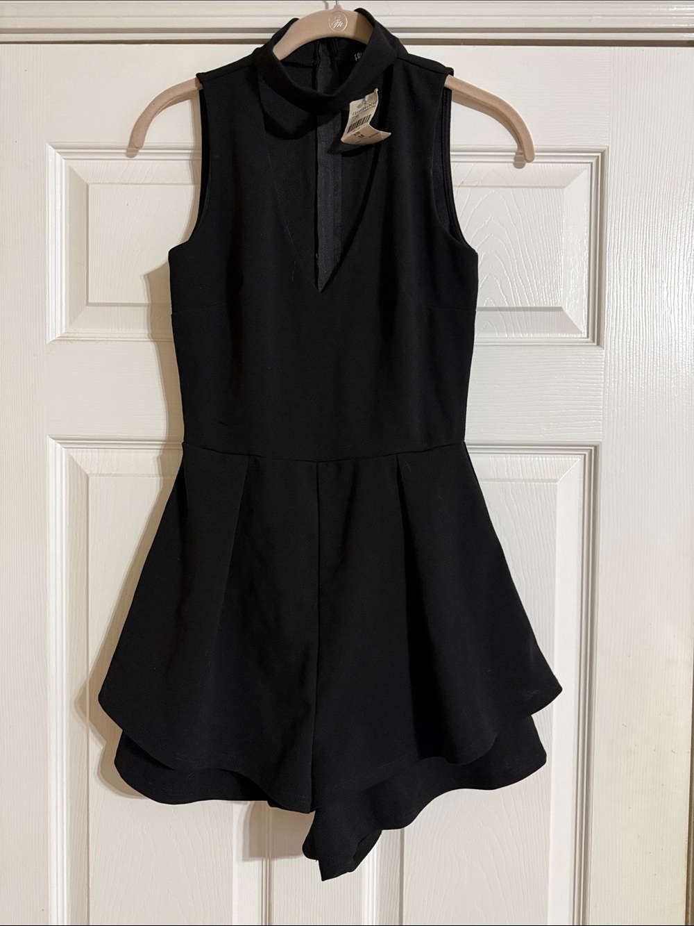 Fashion Nova Black Mock Neck Sleeveless Romper